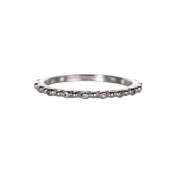 Pins & Needles Platinum Ring w/ Diamonds by Fringe Gallery studio jeweler Barbara Heinrich