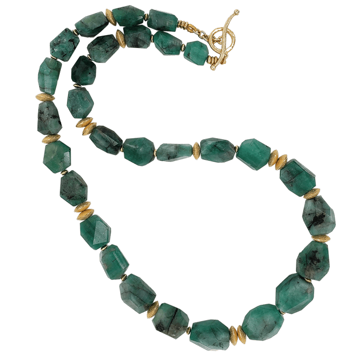 Emerald and Gold Bead Necklace
