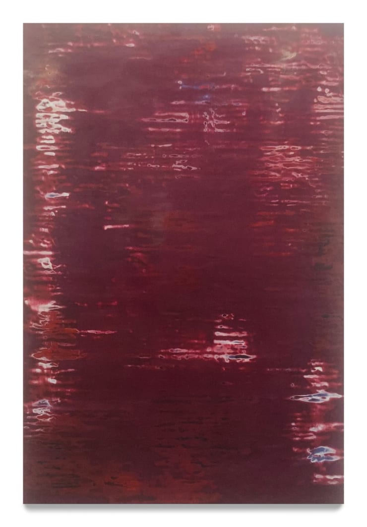 Magenta encaustic painting by slate gray gallery artist shawna moore