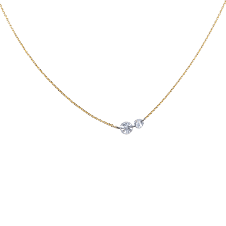 18k yellow gold cable chain with two free set round diamonds by Fringe Gallery studio jeweler Todd Pownell