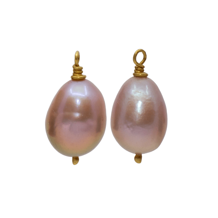 South Sea Pink Pearl Drops by Fringe Gallery studio jeweler Marki Knopp