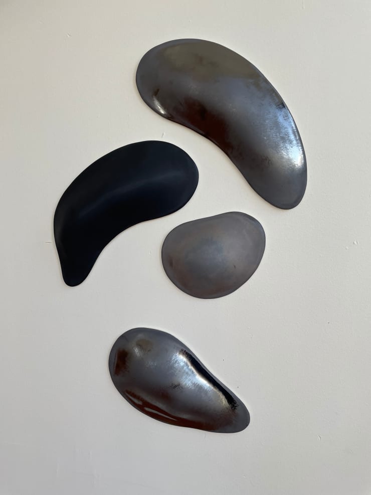 Glazed gray and black organic ceramic sculpture by Fringe Gallery artist Angela Okajima-Kempinas