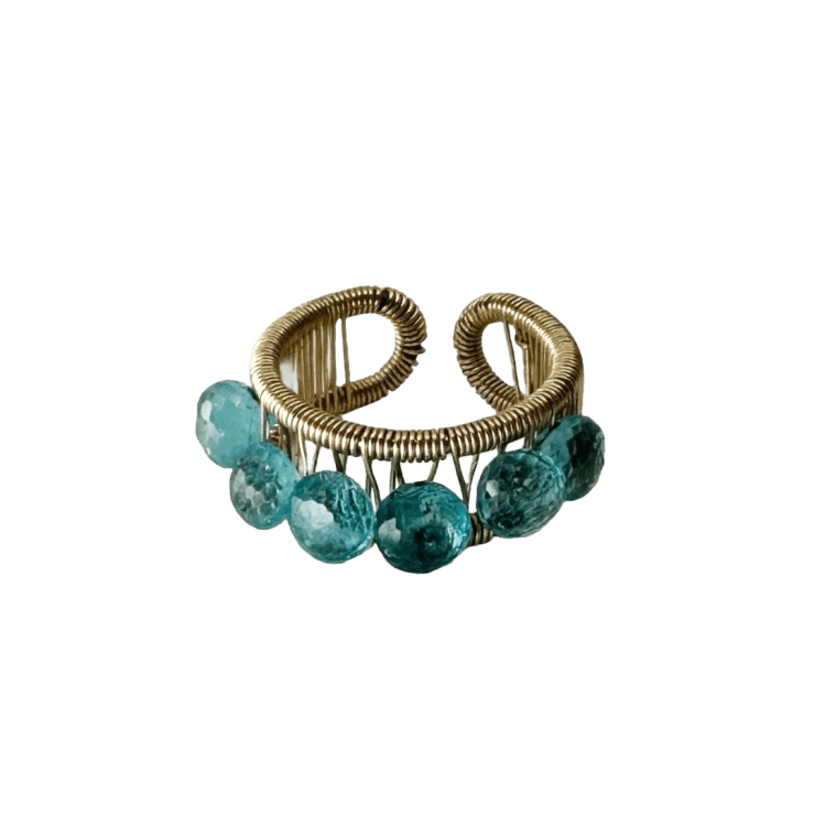 Gold Ring with Turquoise Beads