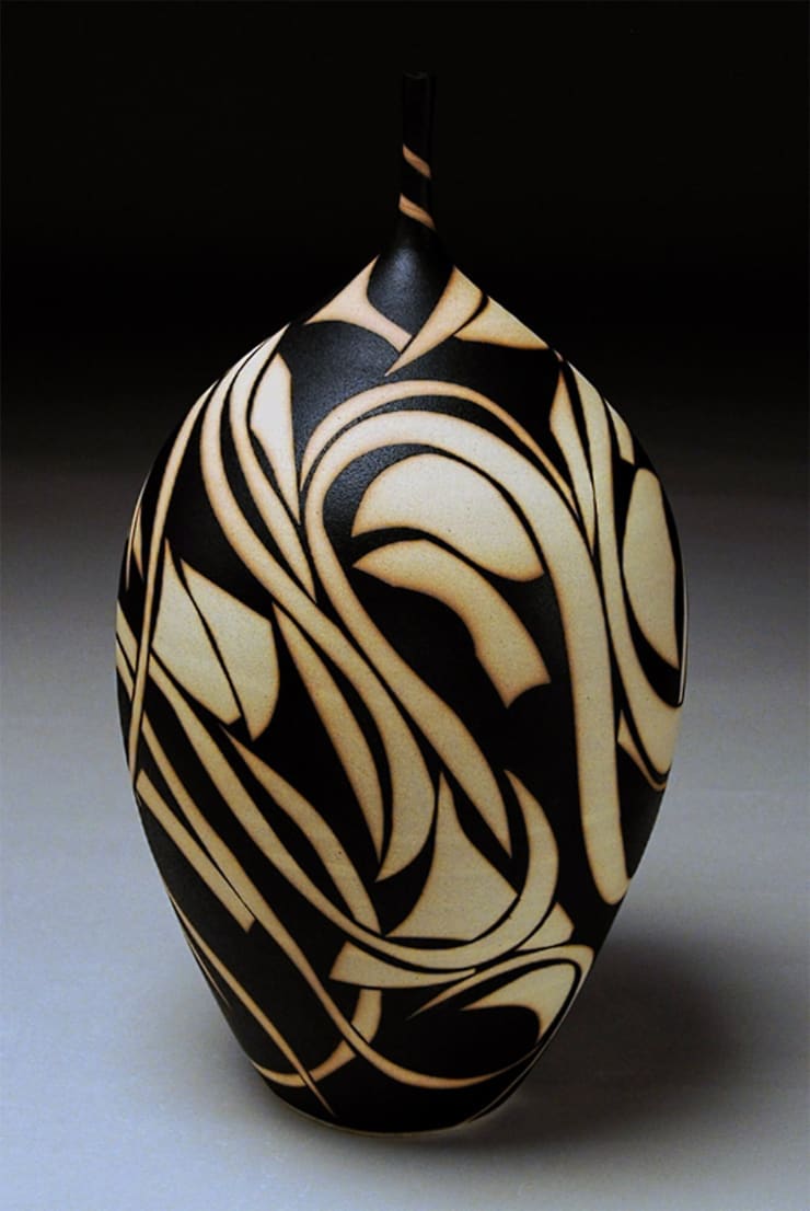 Bottle with Pattern and Tendrils