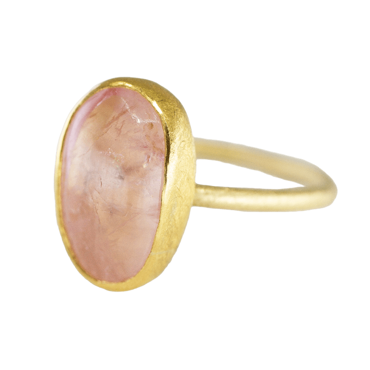 Morganite Cabochon Ring by Fringe Gallery studio jeweler Petra Class
