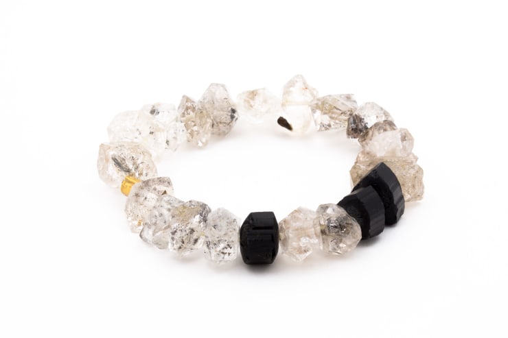Bracelet with Onyx and Quartz by Slate Gray gallery studio jeweler Eli Halili