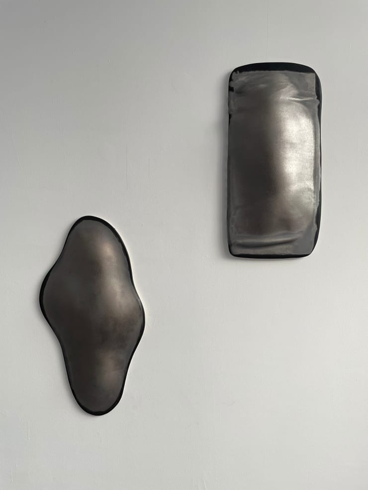 Glazed gray ceramic sculpture by Fringe Gallery artist Angela Okajima-Kempinas