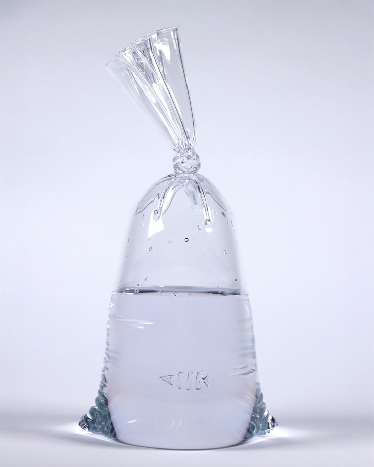 Dylan Martinez glass water bag sculpture with air bubble glass fish