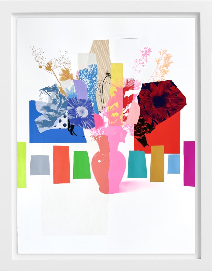 Emily Filler, Paper Bouquet (Hot Pink Vase & Red Flowers), 2025