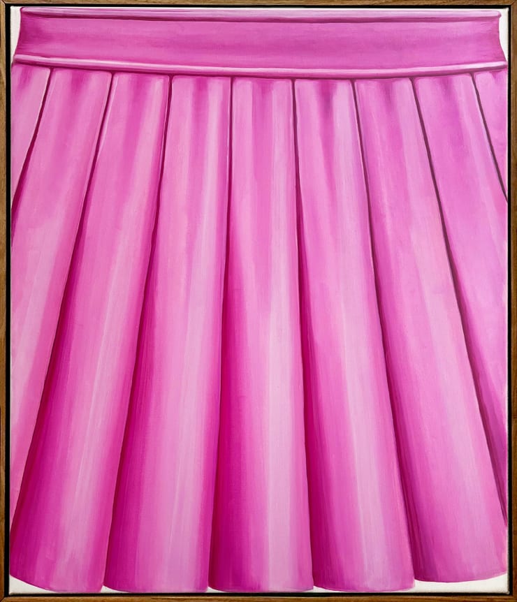 Hannah Knox painting of a pink pleated skirt
