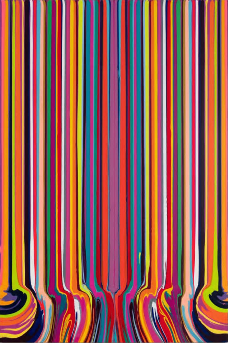 Ian Davenport, Mirrored Orange and Magenta, 2020