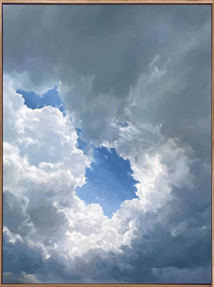 Rachel English Cloudscape 124, 2024 Oil on linen, framed in natural wood frame