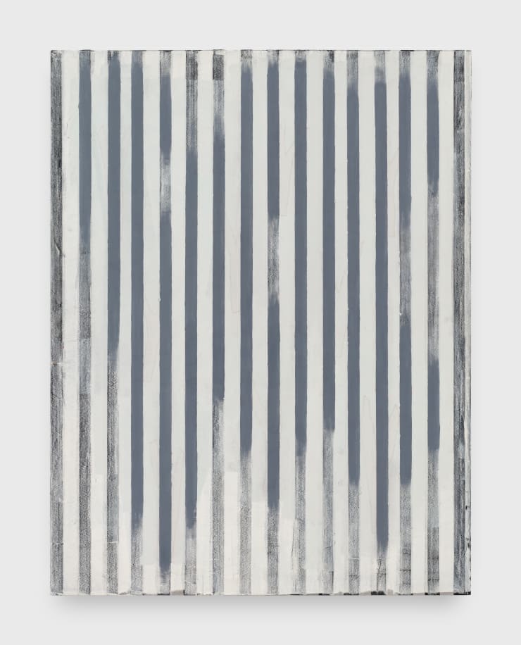 Brian Sharp, Untitled (grey / white stripes, tree cover), 2016, 2025