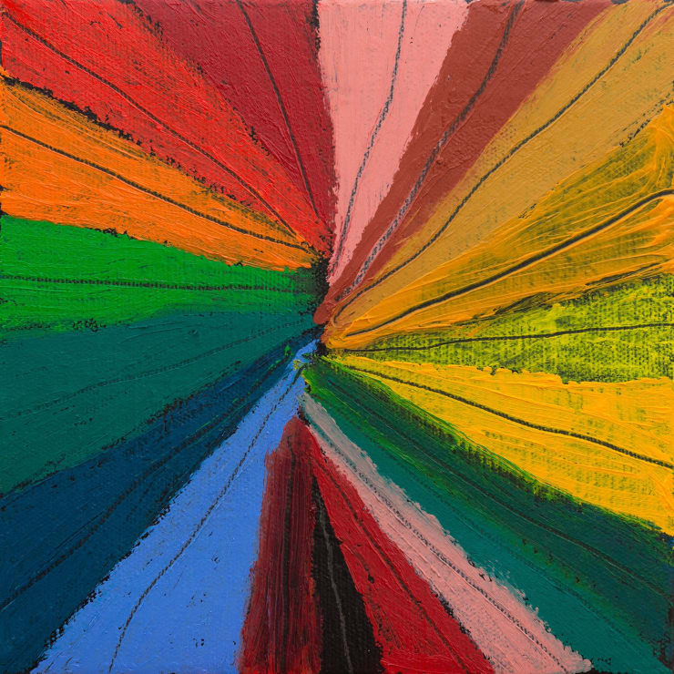 ColorFlies 12 | 2012 Oil stick, pencil & acrylic on canvas 20 x 20 cm - 7.9 x 7.9 inch