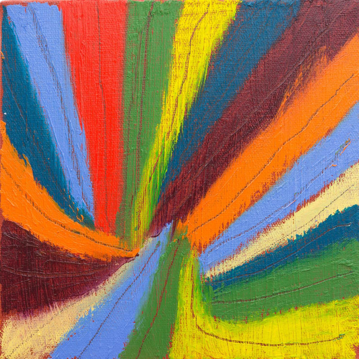 ColorFlies 9 | 2012 Oil stick, pencil & acrylic on canvas 20 x 20 cm - 7.9 x 7.9 inch