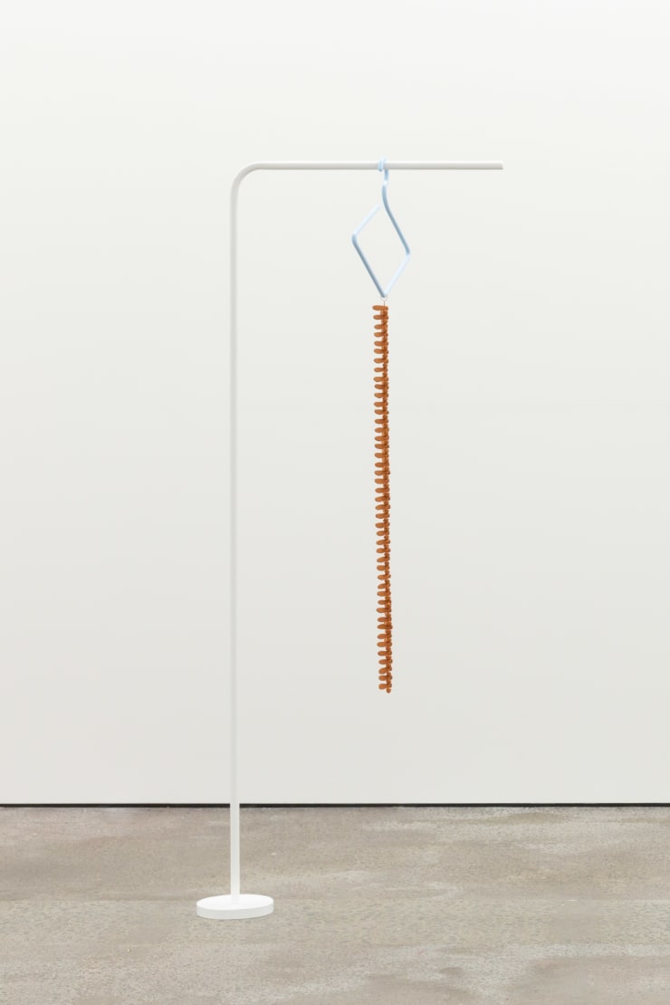 Zina Swanson Fallen and Worn, 2025 Terracotta, powder-coated steel 165.5 x 67.5 x 40.5 cm 65 1/4 x 26 1/2 x 16 in