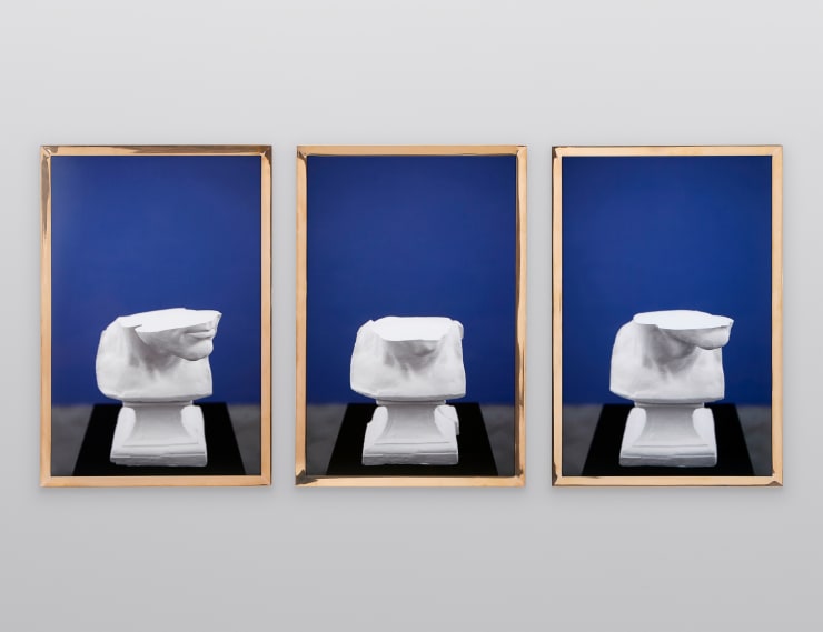Andrew Hazewinkel The Ongoing Remains (Part III). Continum: The Persistence of Being, 2019 digital Type C print with brass artist's frames, three parts 61.5 x 41 cm each Edition of 3 plus 1 artist's proof (Edition record)