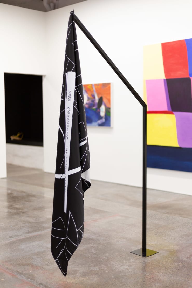 Matthew Galloway The Collective Destabilising, 2018 digital print on satin, embossed powdercoated steel