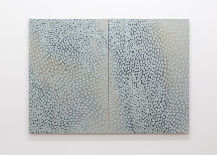 Raukura Turei Te poho o Hina-uri, 2019 aumoana (blue clay), raw pigment, acrylic and oil on linen 101.5 x 71 cm