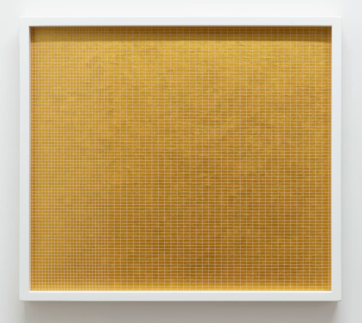 Ruth Cleland Gold Grid 2, 2018 Acrylic on Bristol board in artist's frame 45.5 x 51 cm 18 x 20 in