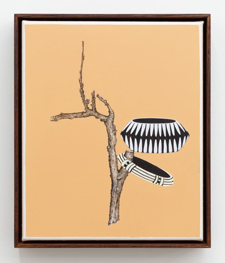 Zina Swanson Stick Wearing My Favourite Bracelets, 2022 Acrylic on canvas in artist's frame 30 x 35 cm 11 3/4 x 13 3/4 in