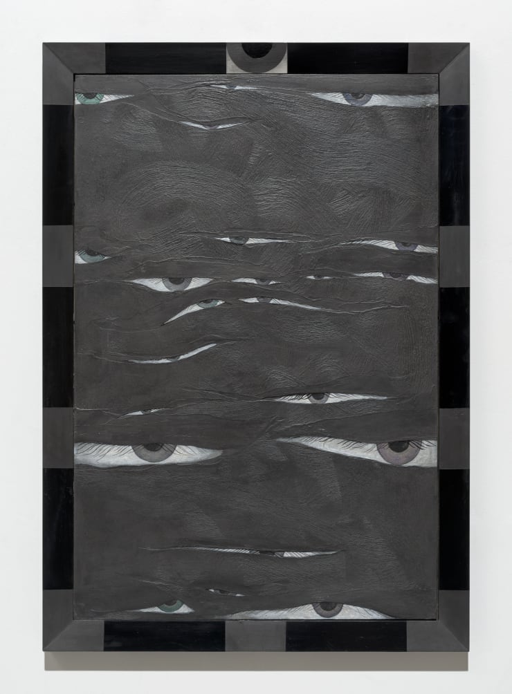 Julia Morison Omnium Gatherum 72: Alembic, 2021 graphite, oil and wax on PVC board and timber frame 100 x 70 x 4 cm