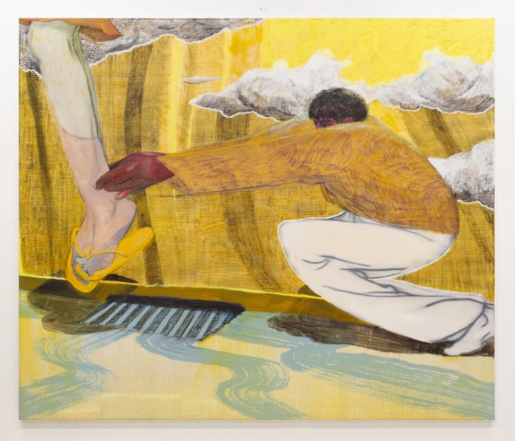 Henry Curchod Why is being excited not cool?, 2021 acrylic and oil stick on canvas 138 x 162.5 cm 54 x 64 in