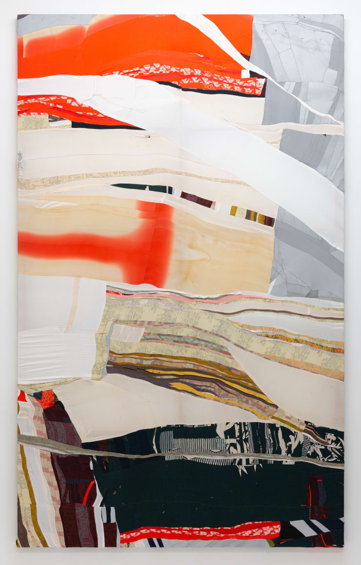 Hikalu Clarke At the Threshold, 2022 Retroreflective polyester, vintage Japanese fabrics 157.5 x 254 cm 62 x 100 in