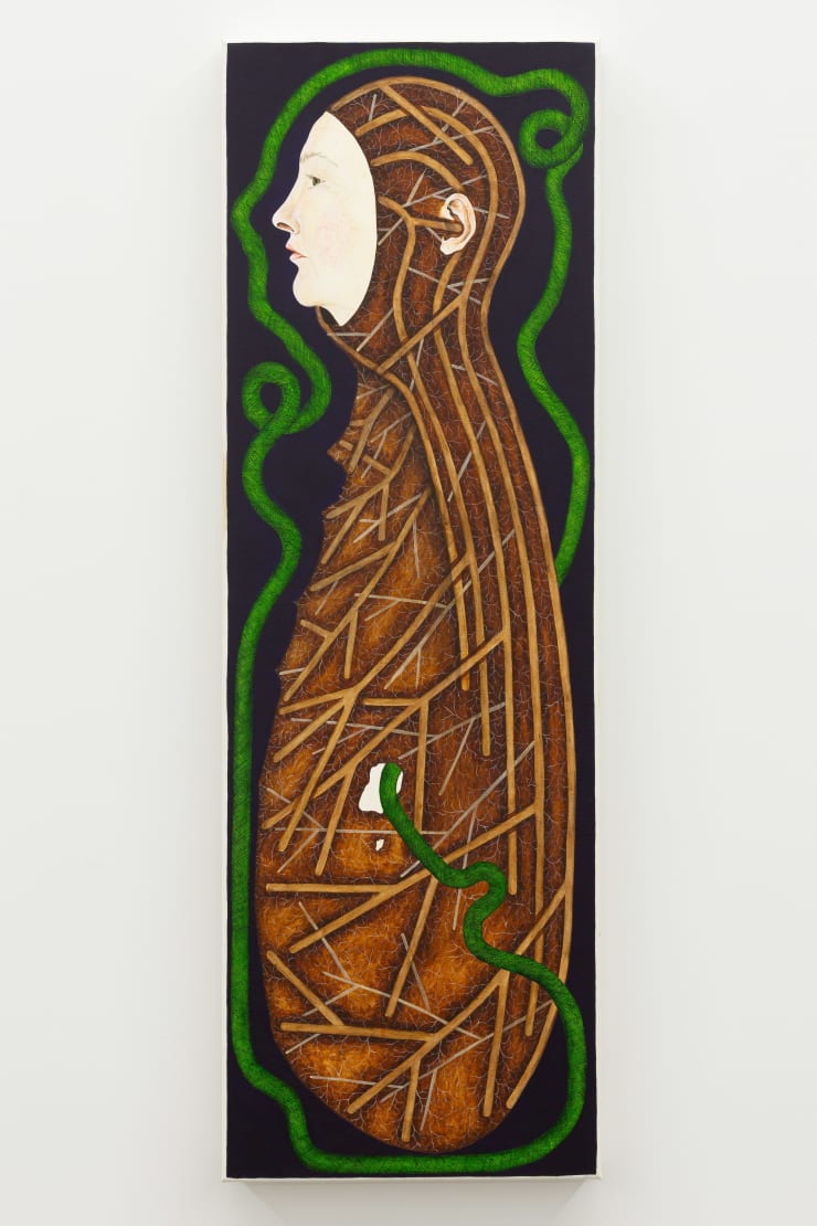 Zina Swanson Find Me in the Leaf Matter, 2025 Acrylic on canvas 91.5 x 30.5 cm 36 x 12 in