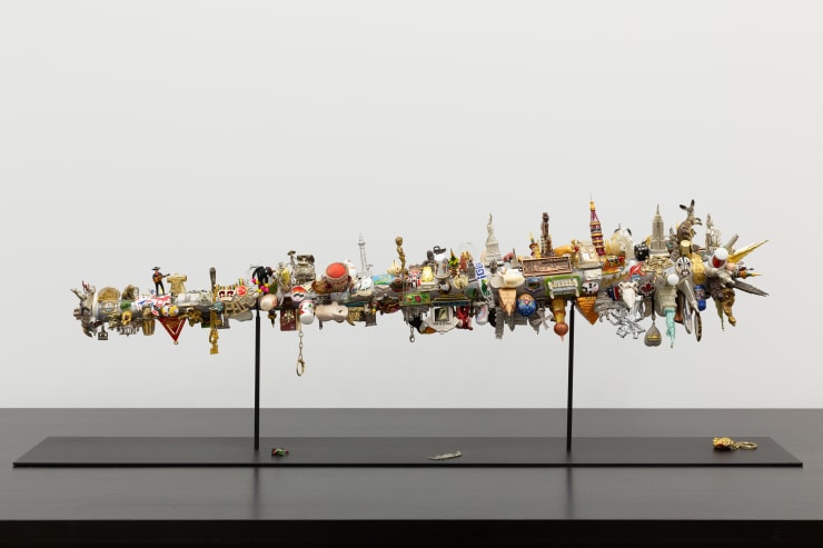 Ruth Watson Flashback, 2022-24 Souvenirs, aluminium bat, museum support 34 x 100 x 20 cm 13 1/2 x 39 1/4 x 7 3/4 in