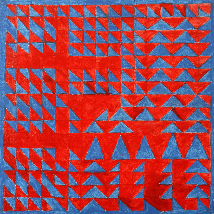 Geometrische Komposition rot/blau