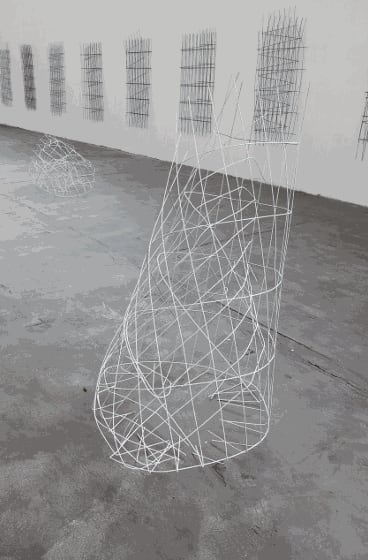 Clemens Wolf FENCE STRUCTURE, 2016 spraypaint on construction fence 190 x Ø 100cm