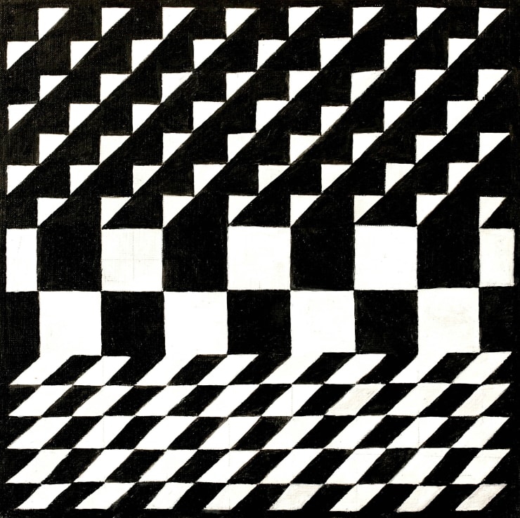 Hildegard Joos s/w Rasterbild, ca. 2003 Acyl on canvas 50 x 50 cm