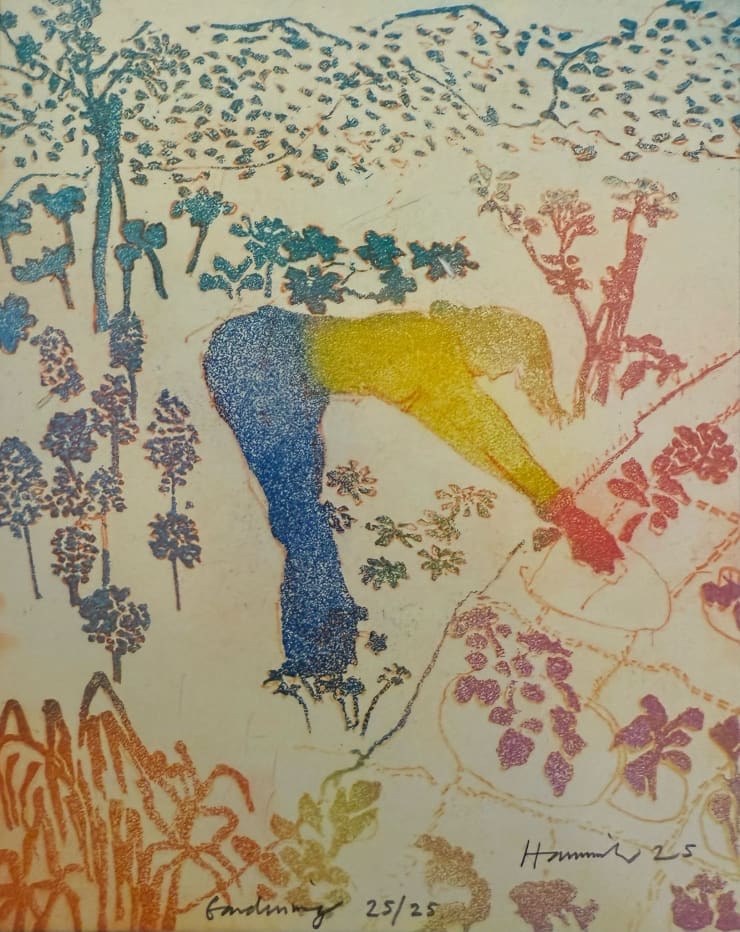 Gardening, E.V. 25/25, 2025 Etching, edition of 25 7 x 9 3/4 inches Framed dimensions 14 1/4 x 12 1/2 inches