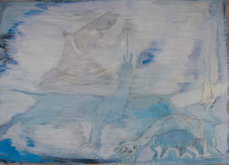 Saints, 2022-2023 Charcoal, ink and casein on paper 30 x 41 1/4 inches Unframed