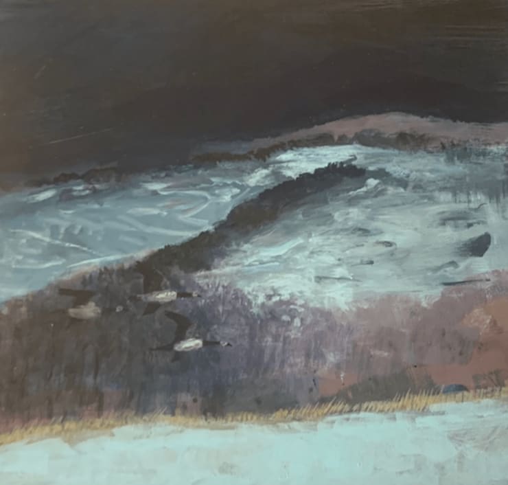 Nancy Diamond Three Geese, 2021 Oil on wood panel 12 x 12 x 2 1/4 inches