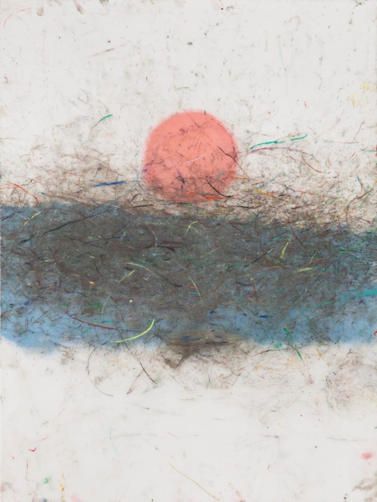 Over the Lake, 2023 Oil pastel on drafting film 24 x 18 inches Framed dimensions 27 1/4 x 21 1/4 inches