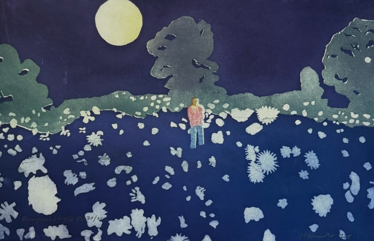 Flower Field Night, E.V. 25/25, 2024 12 1/2 x 19 1/2 inches Framed dimensions 17 1/2 x 24 1/4 inches