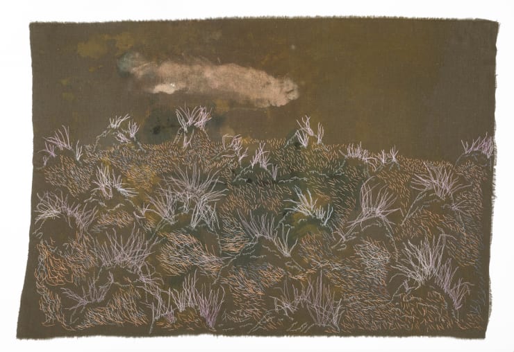 Spoil, 2022 Cotton thread and paint on linen 22 1/2 x 32 1/2 inches Framed dimensions 27 3/4 x 37 1/2 inches