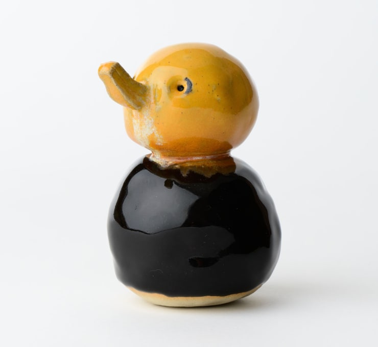 black & yellow bird, 2025 Ceramic 5 1/4 × 3 1/4 × 4 1/4 inches
