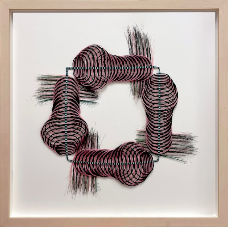 Breaking the Silence, 2023 Horsehair, cotton and pins 17 3/4 x 17 3/4 inches Framed dimensions 19 x 19 inches