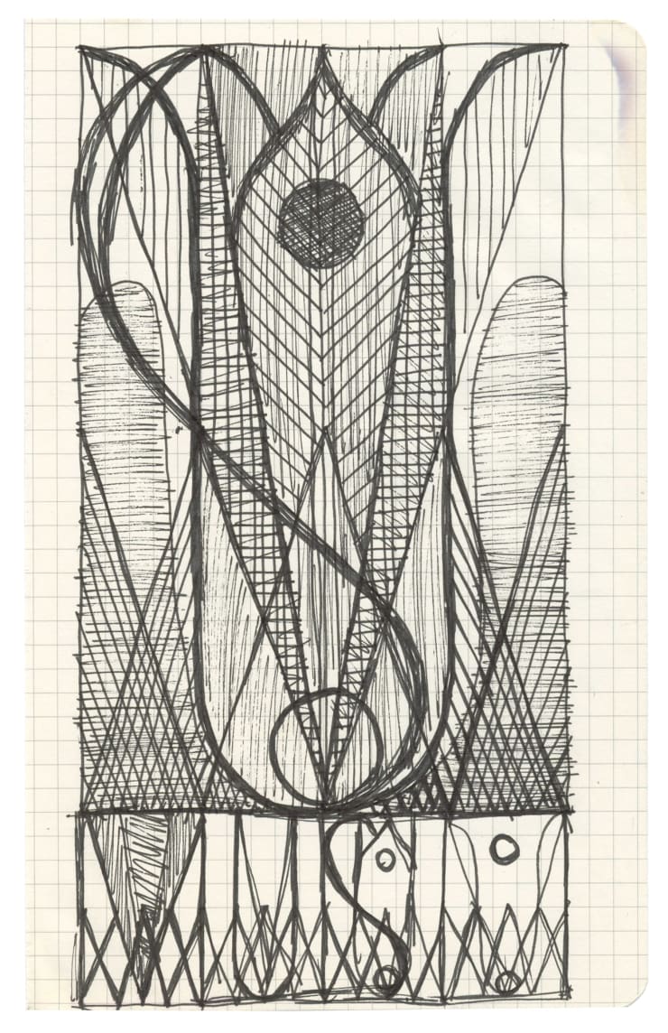 Drawing for "High Moon", 2022 Ink on paper 5 1/16 x 8 3/16 inches Framed dimensions 11 1/2 x 8 1/4 inches