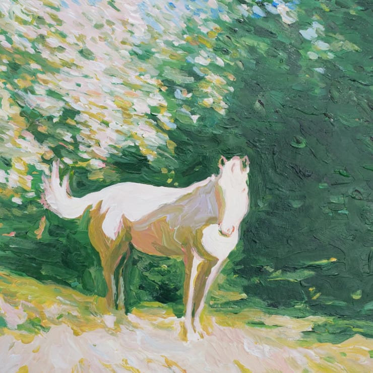 Horse in Sun, 2023 Acrylic on aluminum dibond panel 10 x 10 inches Framed dimensions 11 1/4 x 11 1/4 inches