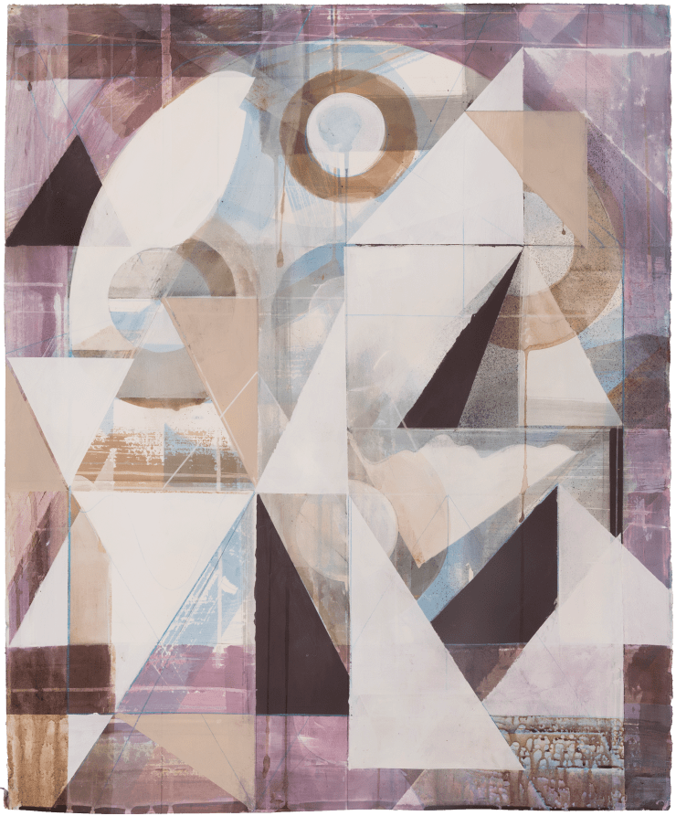 Jane's Hawk, 2025 Ink, watercolor, coffee, casein, flashe, graphite, colored pencil, and charcoal on handmade paper 30 x 24 3/4 inches Framed dimensions 33 1/2 x 28 1/4 inches