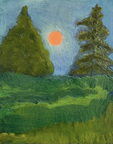 Kathryn Lynch, Two Trees with Orange Sun, 2021