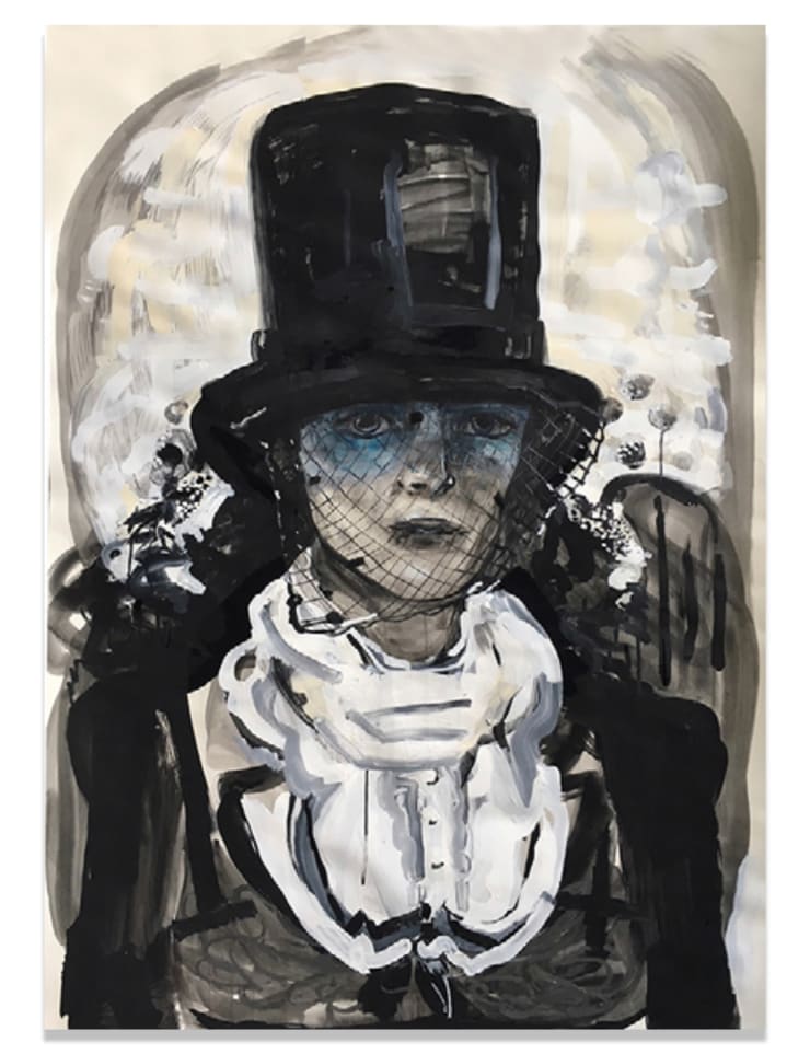 Widow V.5 (Blue Veil), 2017 Flashe on paper 55 x 39 inches 139.7 x 99.1 cm