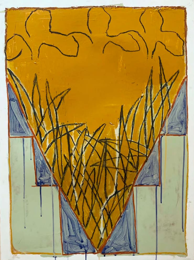 Iris Bulbs No. 83, 2023 Oil stick and acrylic on paper 32 1/4 x 22 1/2 inches Framed dimensions 33 1/4 x 25 1/2 inches
