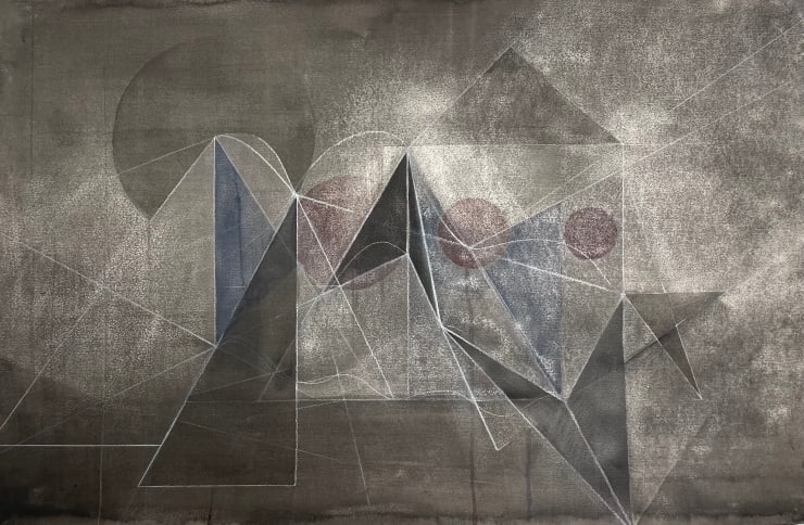 Moonlight, 2024 Mixed media on handmade paper 26 x 40 inches Framed dimensions 30 1/2 x 44 inches