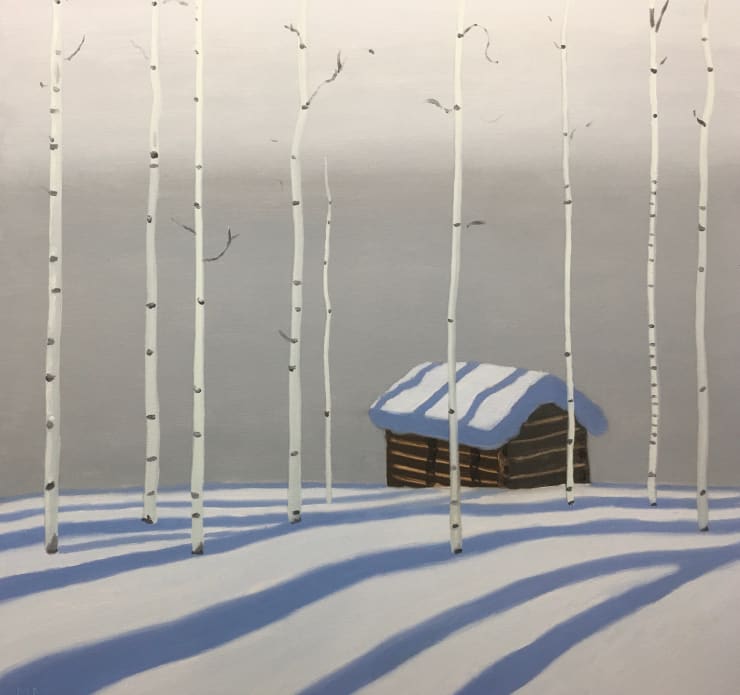 Cabin and Aspens, 2020 Oil on panel 24 x 24 inches