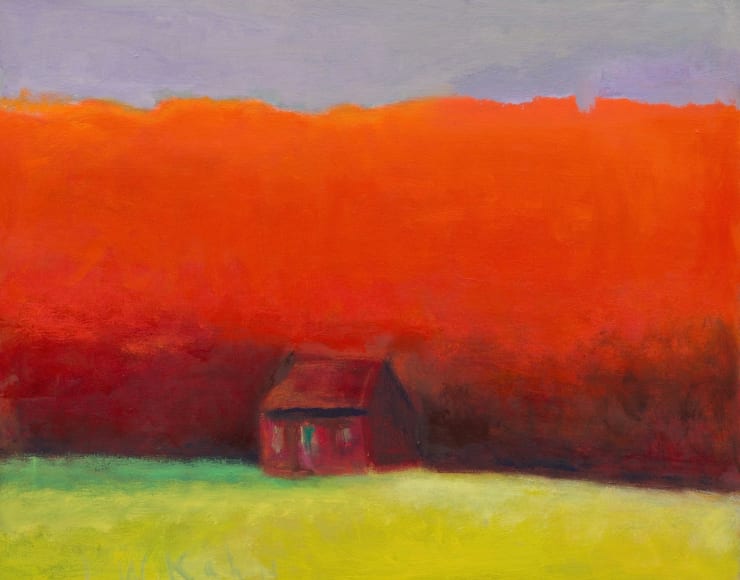 Wolf Kahn, Red Hill, Red Cabin, 2005